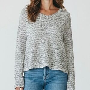 KUT From The Kloth Textured Knit Sweater Women's‎ XL White Gray Black